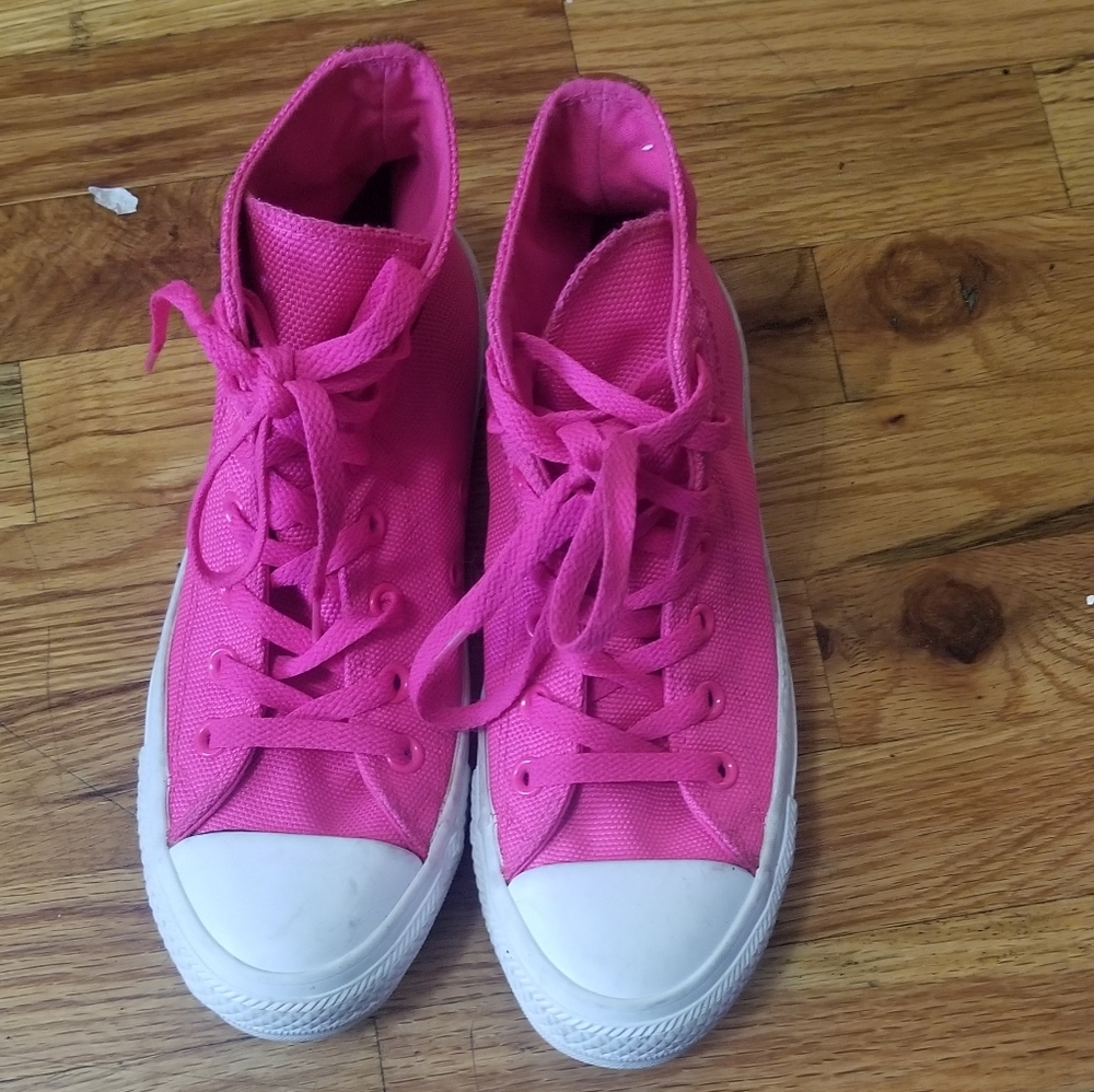 Women's Pink and Brown Suede Hi Top Convertible - Picture 1 of 11